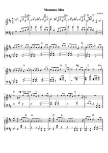 nuty na pianino do utworu mamma mia