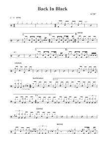 nuty na perkusję do utworu back in black