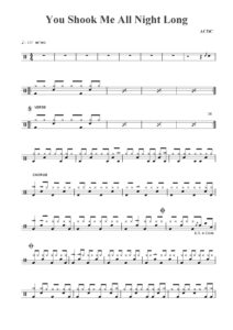 nuty na perkusję do utworu you shook me all night long