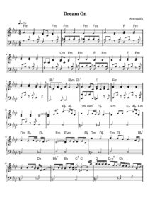 nuty na pianino do utworu dream on