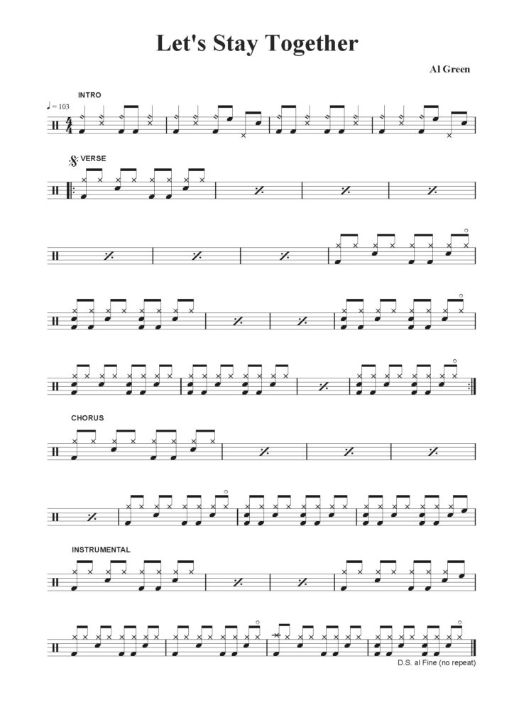 let's stay together drum sheet music