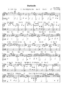 nuty na pianino do utworu darkside