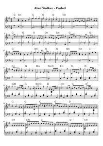 nuty na pianino do utworu faded