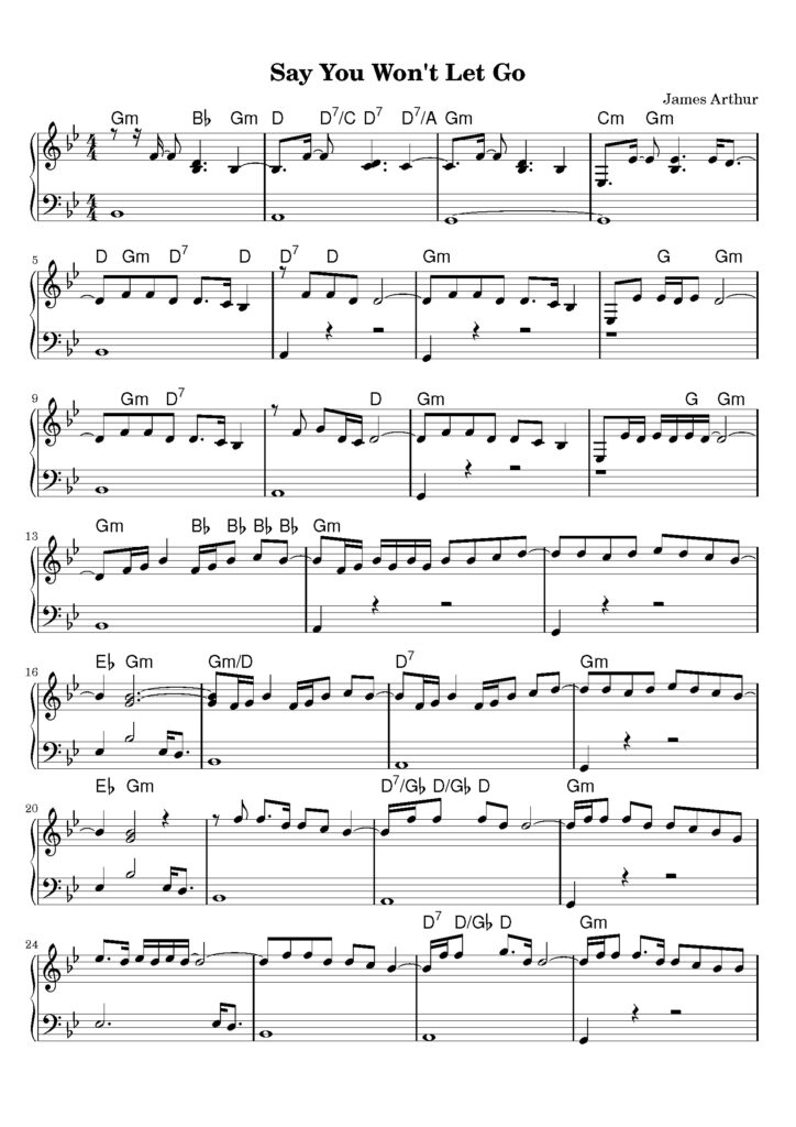say you won't let go piano sheet music