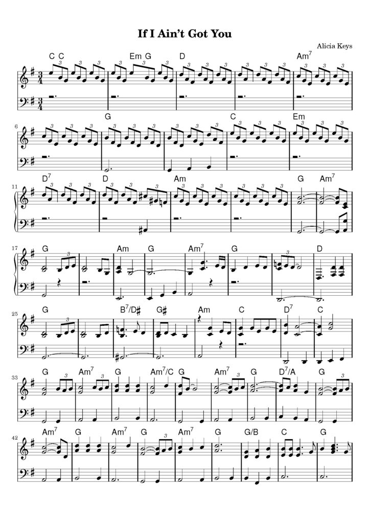 if i ain't got you nuty na pianino