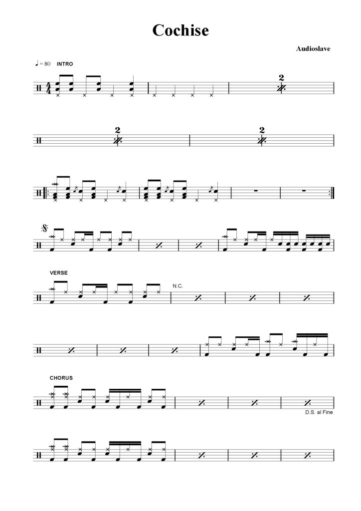 nuty na perkusję do utworu cochise