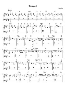 nuty na pianino do utworu pompeii