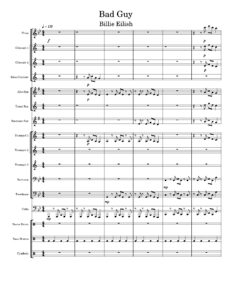partytura z&nbsp;głosami do&nbsp;utworu bad guy