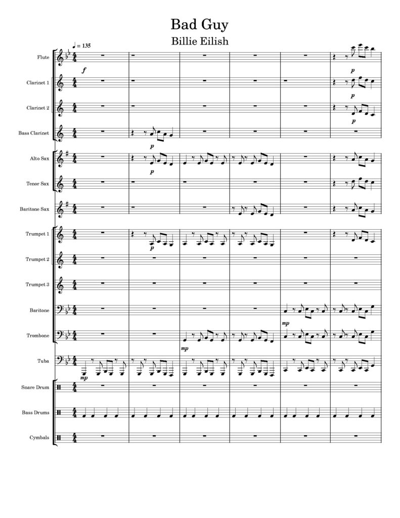 partytura z głosami do utworu bad guy