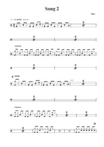 nuty na perkusję do utworu song 2