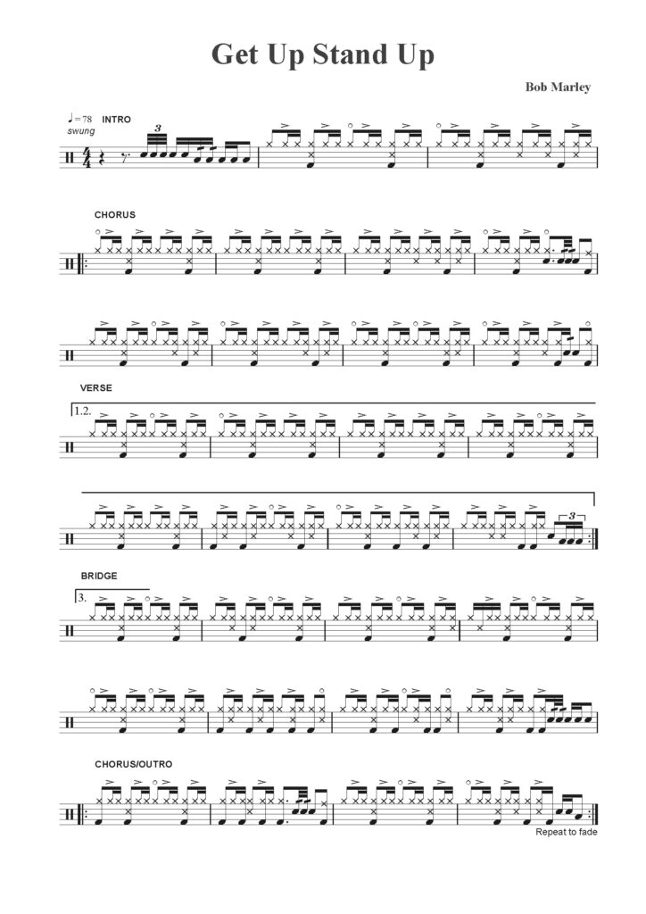 nuty na perkusję do utworu get up stand up