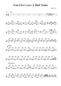 nuty na perkusję do utworu you give love a bad name