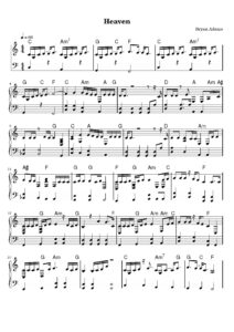 nuty na pianino do utworu heaven