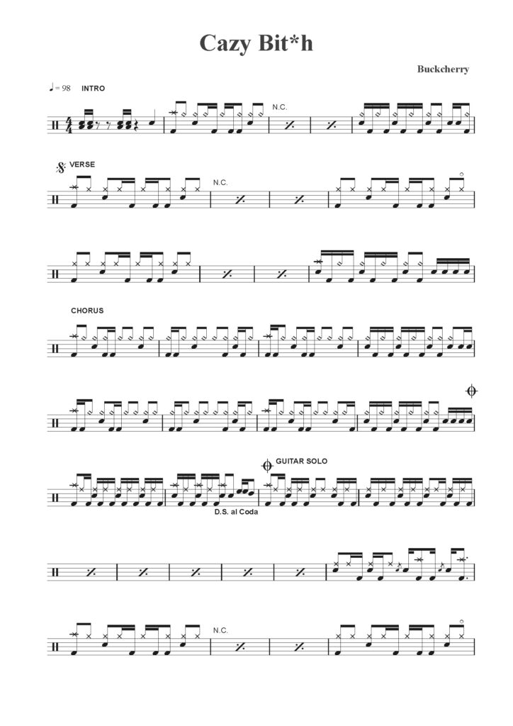 crazy bitch drum sheet music