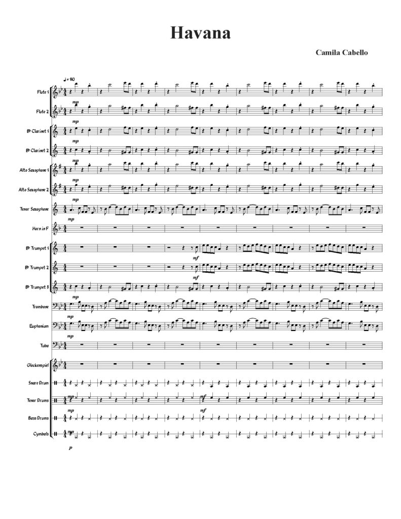 partytura z głosami do utworu havana