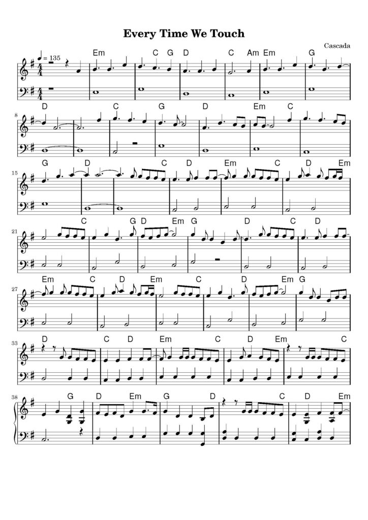 every time we touch piano sheet music