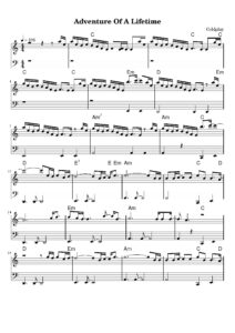 nuty na pianino do utworu adventure of a lifetime