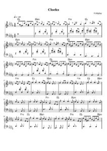 nuty na pianino do utworu clocks