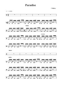 nuty na perkusję do utworu paradise