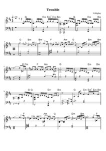 nuty na pianino do utworu trouble