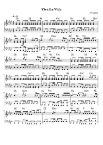 nuty na pianino do utworu viva la vida