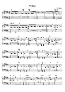nuty na pianino do utworu yellow