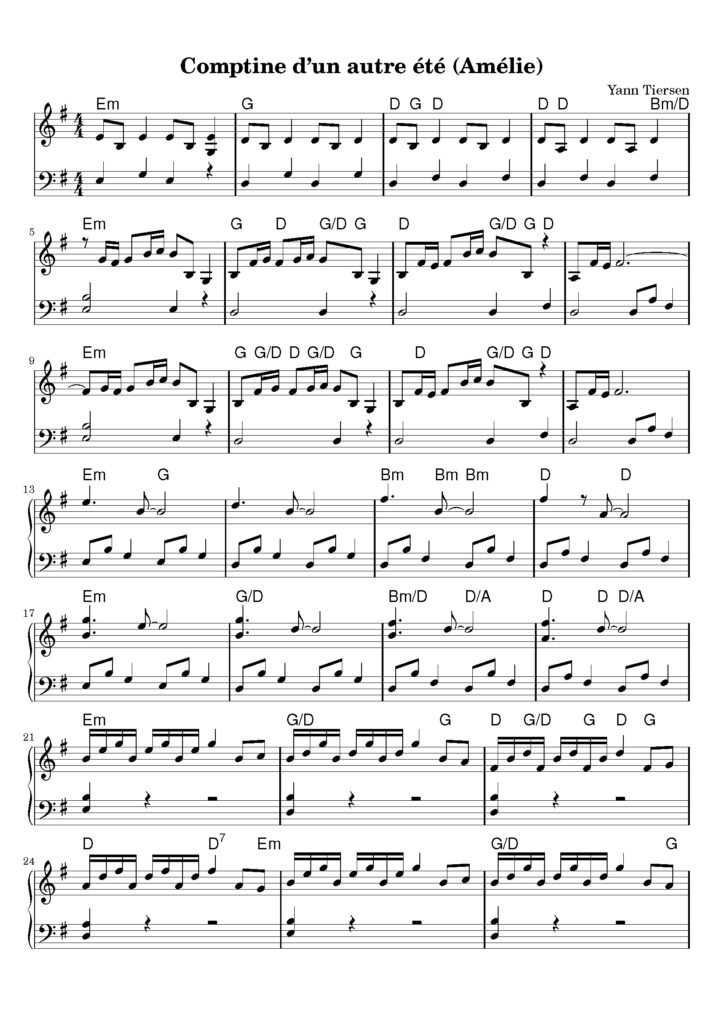 comptine d'un autre ete nuty na pianino