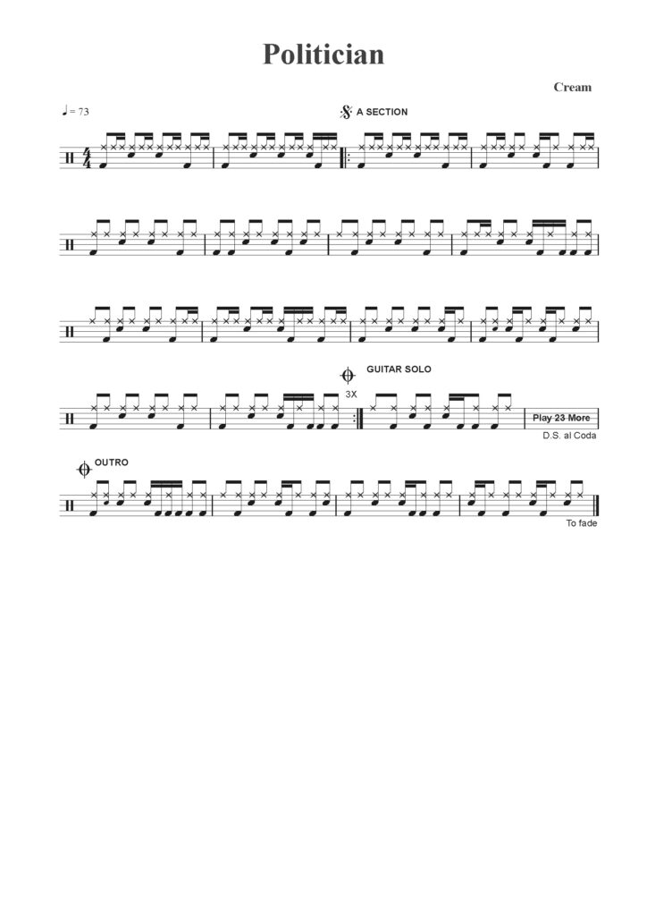 nuty na perkusję do utworu politician