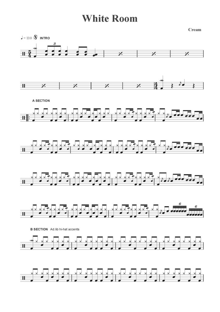 white room drum sheet music