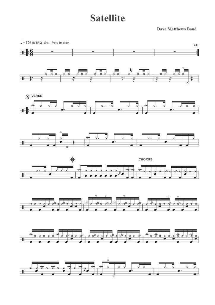 nuty na perkusję do utworu satellite
