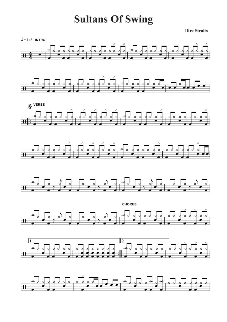 sultans of swing drum sheet music