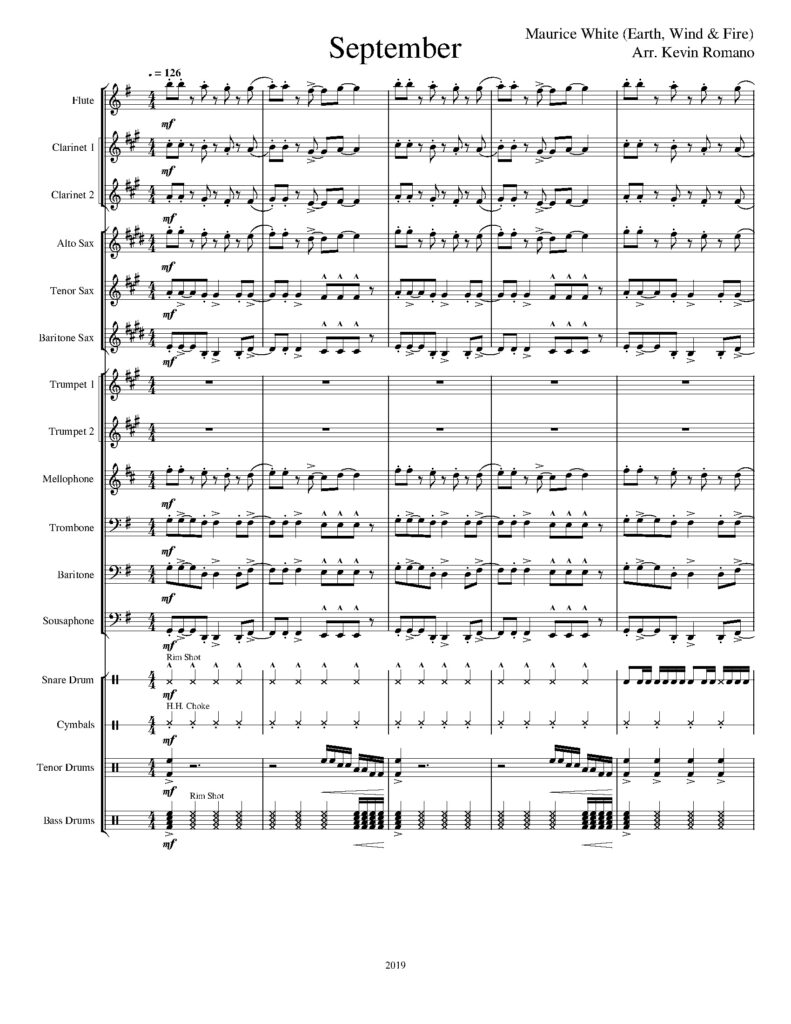 partytura z głosami do utworu september