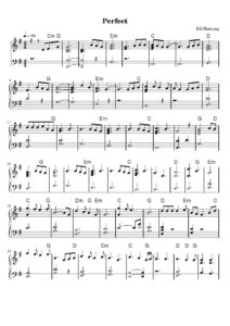 nuty na pianino do utworu perfect