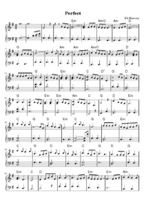 nuty na pianino do utworu perfect