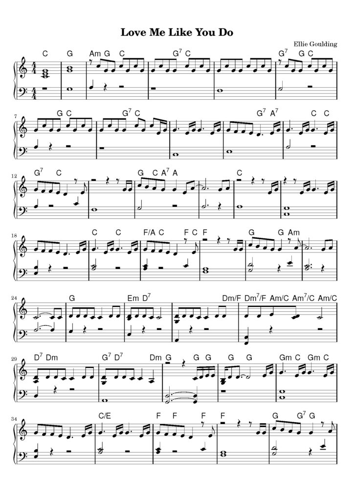 nuty na pianino do utworu love me like you