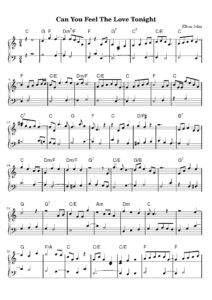 nuty na pianino do utworu can you feel the love tonight