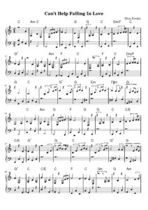 nuty na pianino do utworu can't help falling in love with you