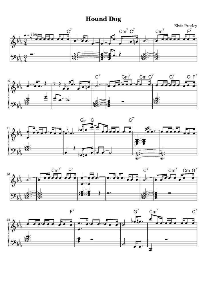 hound dog piano sheet music