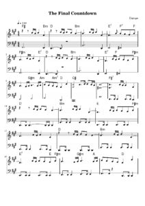 nuty na pianino do utworu the final countdown