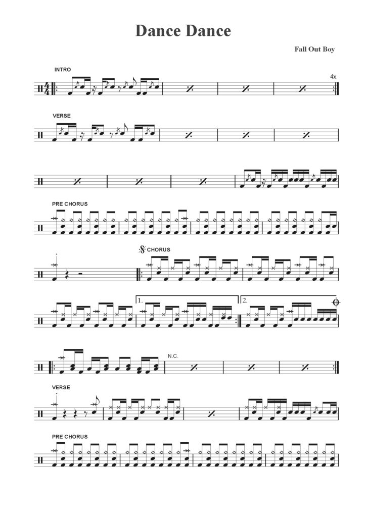 dance dance drum sheet music