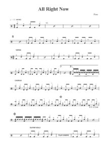 nuty na perkusję all right now