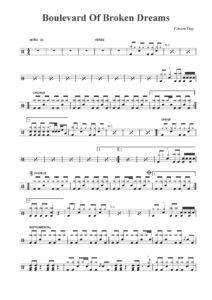 nuty na perkusję do utworu boulevard of broken dreams