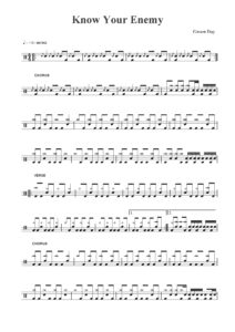 nuty na perkusję do utworu know your enemy