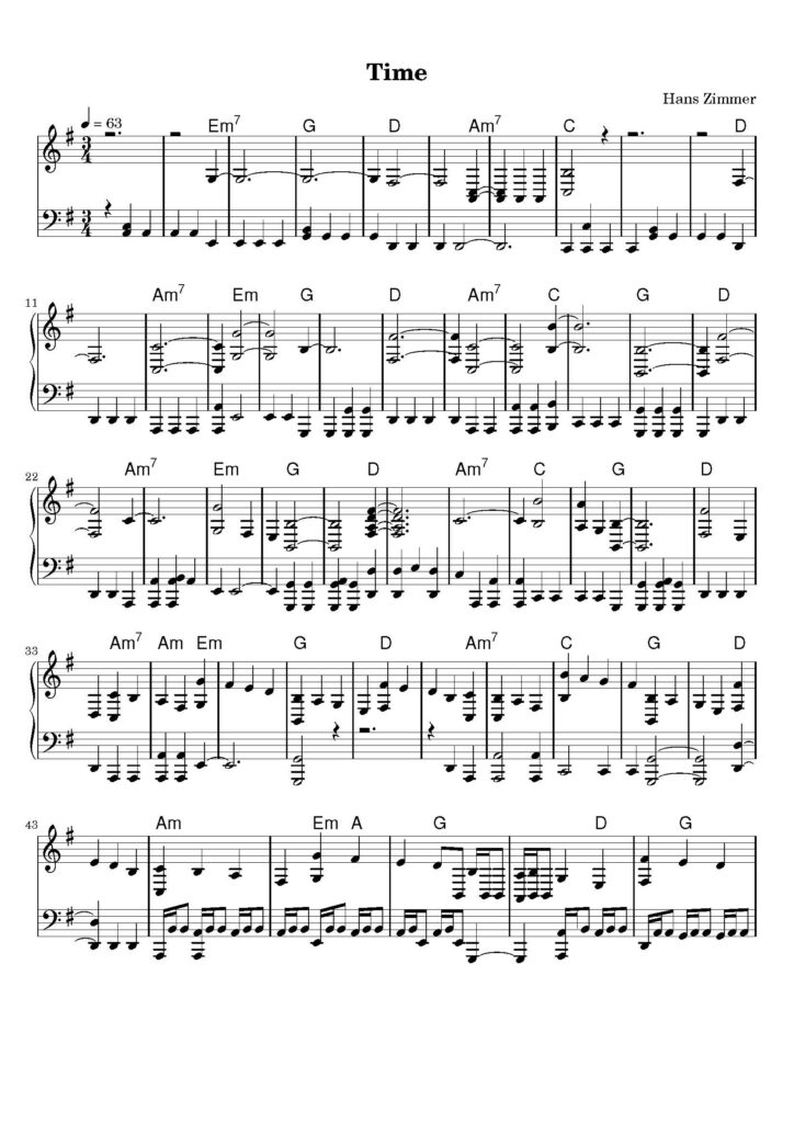 nuty na pianino do utworu time