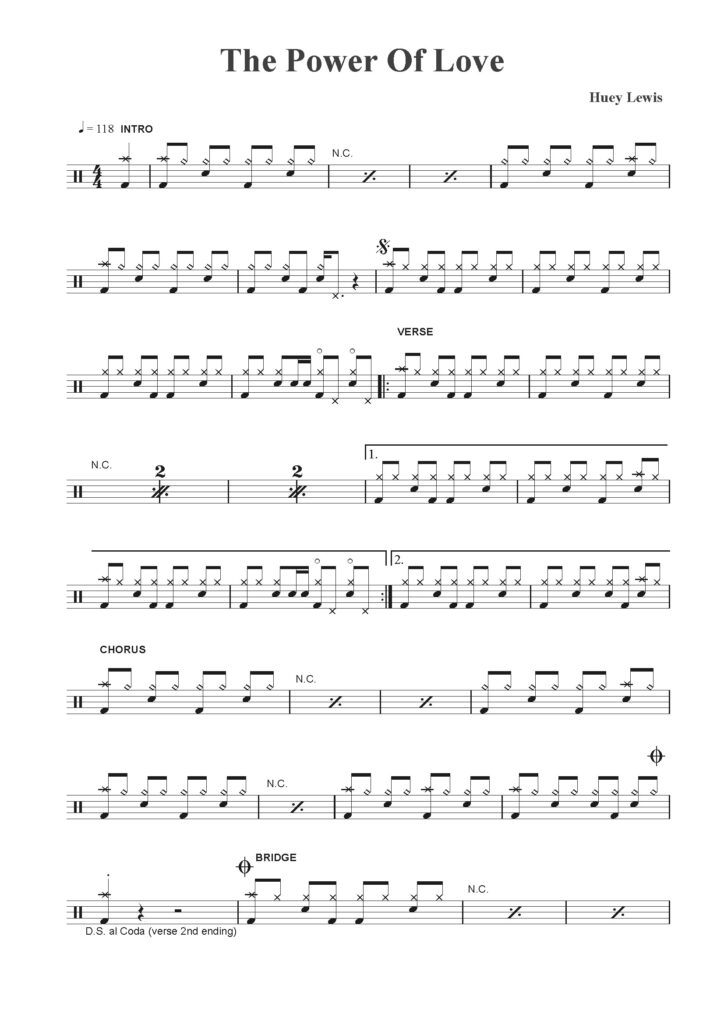the power of love drum sheet music