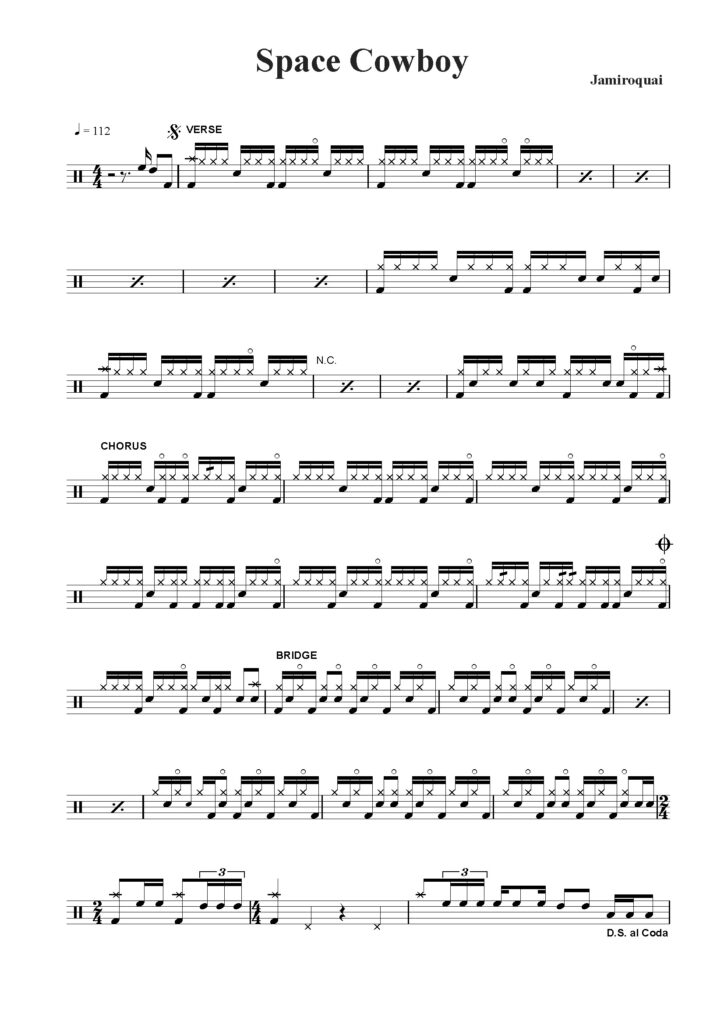 nuty na perkusję do utworu space cowboy