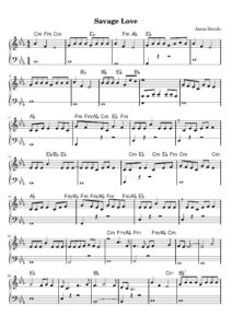 nuty na pianino do utworu savage love