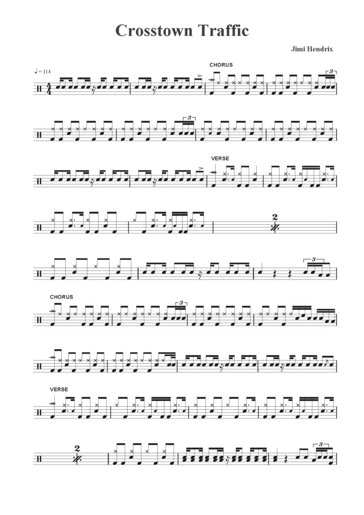 nuty na perkusję do utworu crosstown traffic