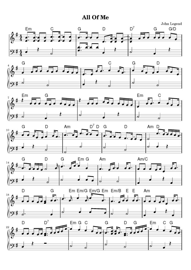 all of me piano sheet music