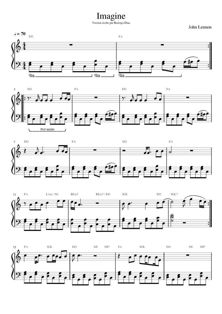 nuty na pianino do utworu imagine